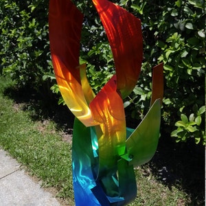 Contemporary Abstract Outdoor Large Metal Sculpture Rainbow Tempest by Dustin Miller image 2