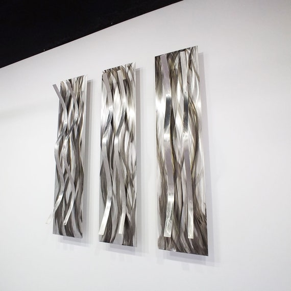 Modern Abstract Gray Silver Metal Wall Art Sculptures Relief Etsy