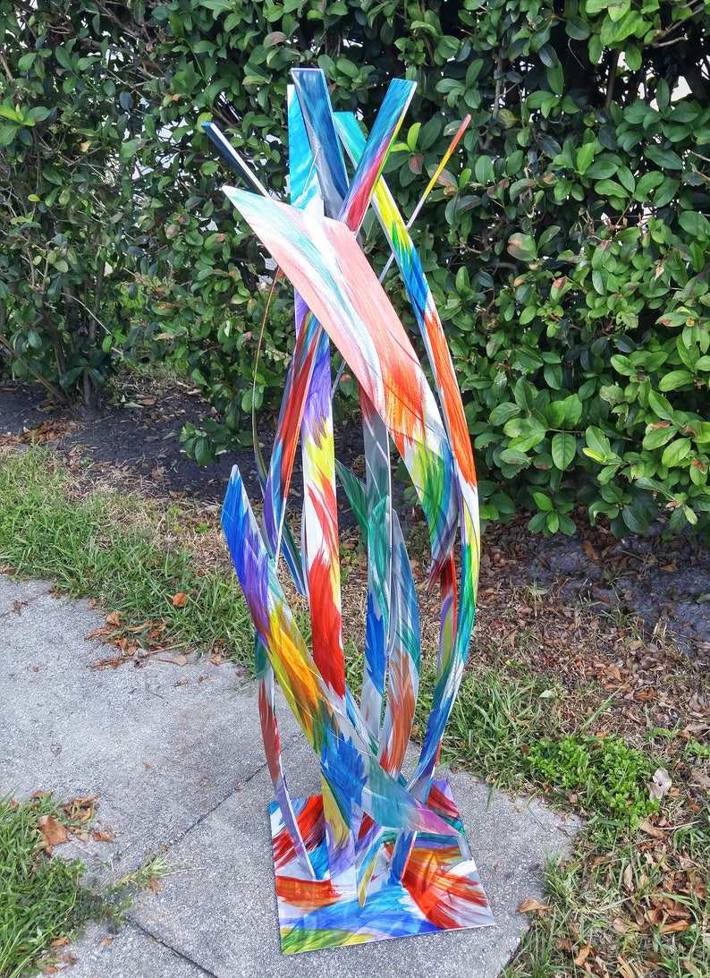 Modern Abstract Multicolored Large Metal Outdoor Sculpture Storm by Dustin Miller image 5