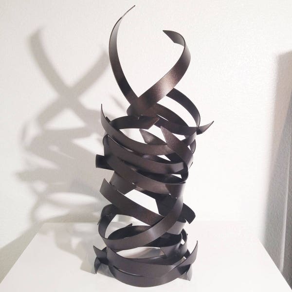 Modern Abstract Metal Art Freestanding Indoor Outdoor Table Sculpture - Black "Fury" by Dustin Miller