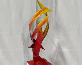 Contemporary Modern Abstract Metal Indoor Outdoor Flame Sculpture by Dustin Miller