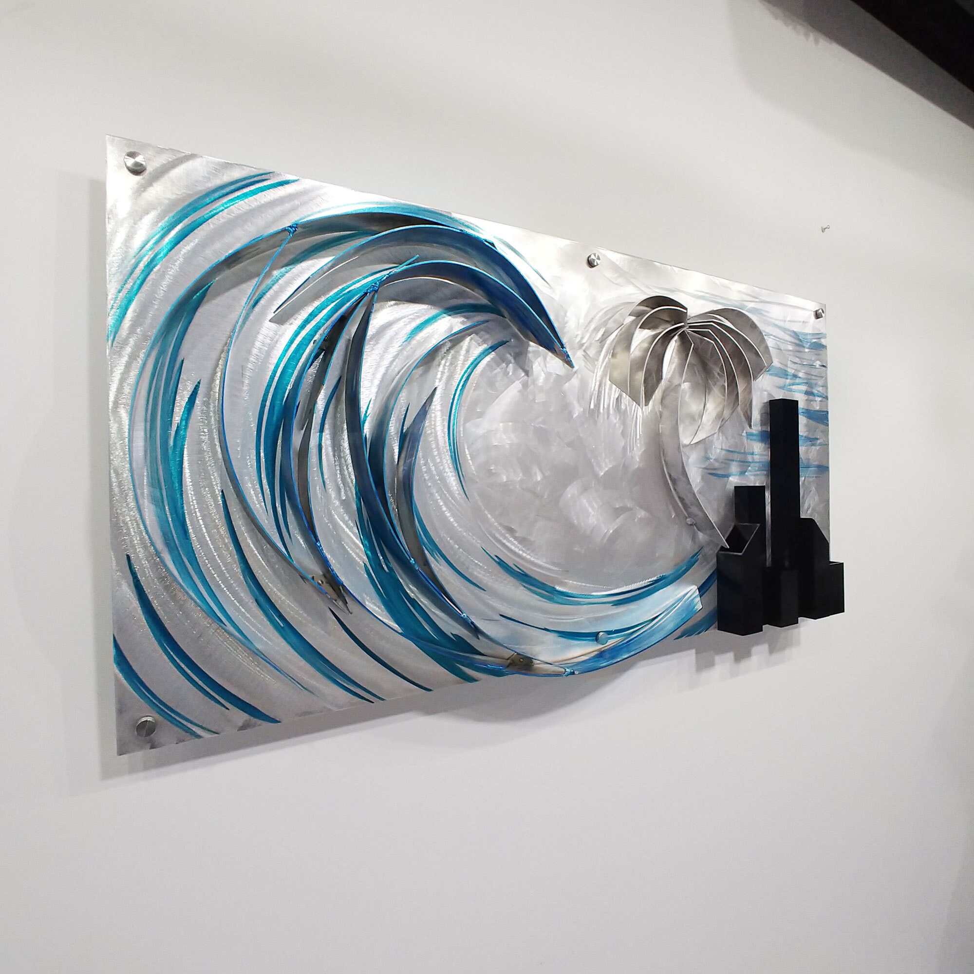Modern Abstract 3D Metal Wall Sculpture Beach City by Dustin