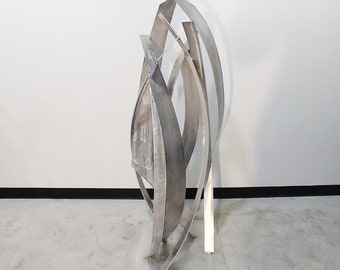 Modern Abstract Large Metal Outdoor Sculpture Silver "Storm" by Dustin Miller