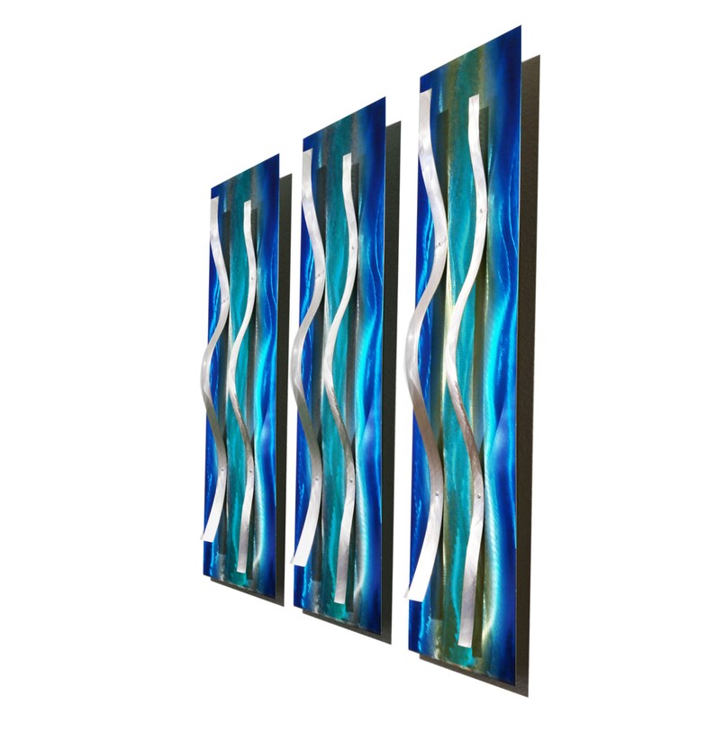 Modern Abstract Blue Metal Wall Art Sculptures 3 Etsy