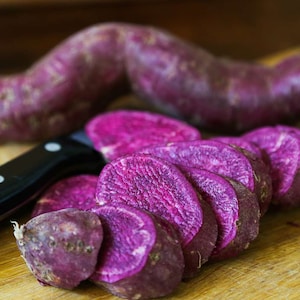 4 short season sweet potato slips organic Purple inside and out