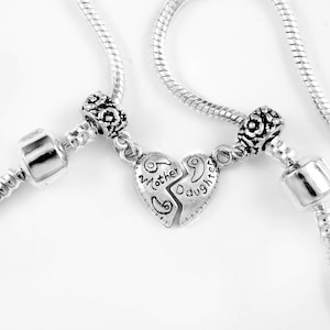 Mother daughter Split Hearts bracelets set Daughter bracelets  Mother bracelet  Mother Jewelry Daughter jewelry