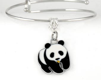 Panda Charm Bangle Bracelet: Endangered Species Jewelry