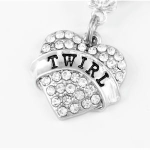 Baton Twirling bracelet Austrian crystal rhodium charm Baton twirler bangle Baton twirling jewelry Baton twirl gift