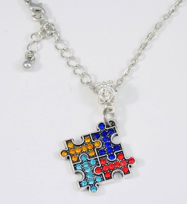 Autism Necklace Autism Awareness Puzzle Piece Necklace Jewelry Etsy