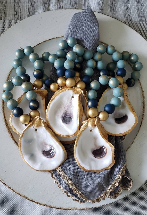 6 High gloss oyster shell lucite napkin rings 6 High gloss oyster shell lucite napkin rings