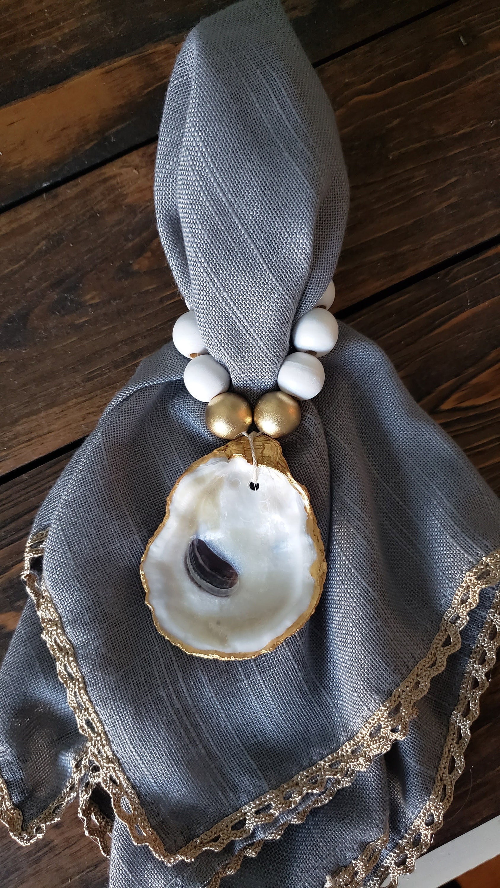 6 High gloss oyster shell lucite napkin rings 6 High gloss oyster shell lucite napkin rings