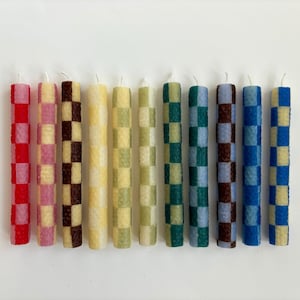 Checkered Beeswax Taper Candles