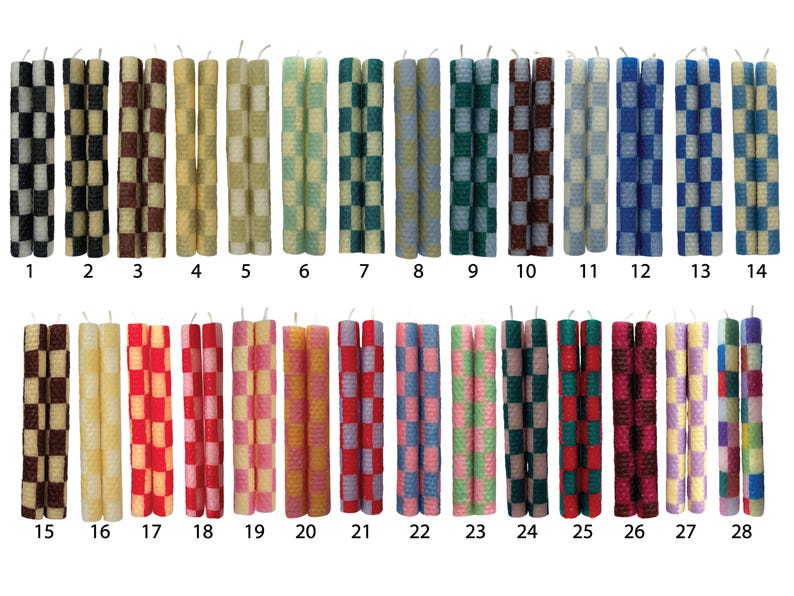 Checkered Beeswax Taper Candles