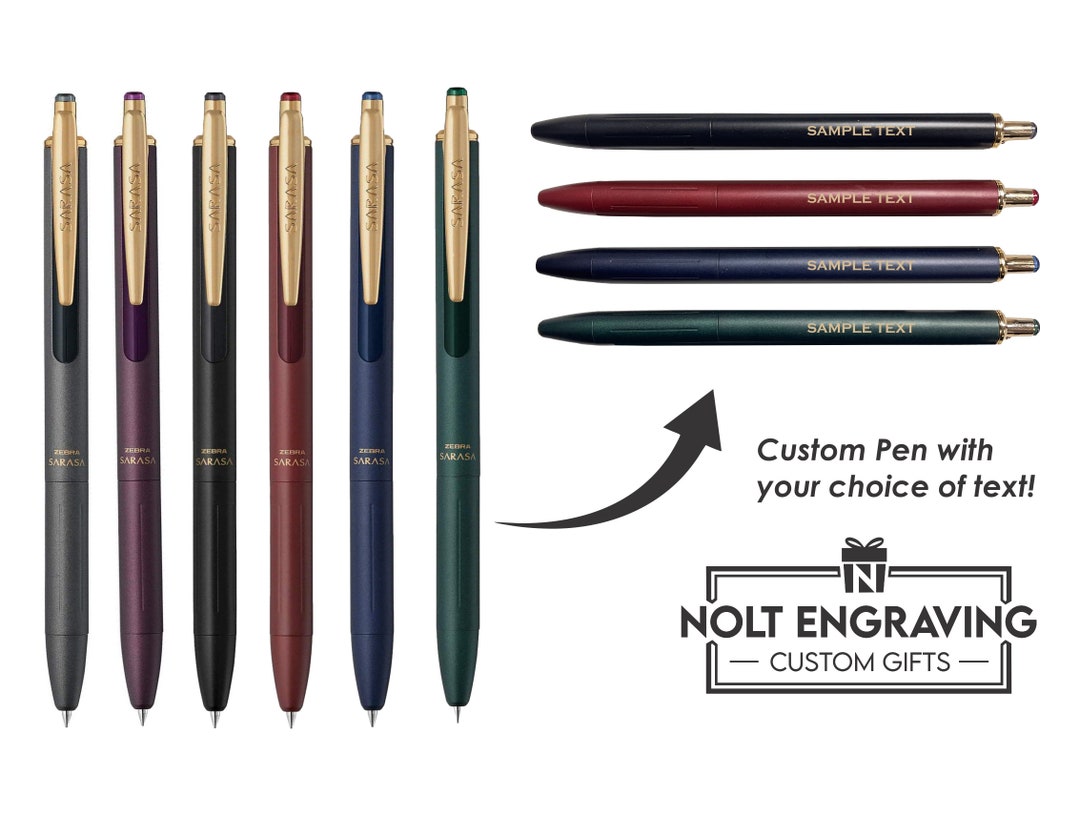 Personalized Zebra Sarasa Grand Vintage Metal Pen, Brass Personalized Zebra Sarasa Grand Vintage Metal Pen, Brass
