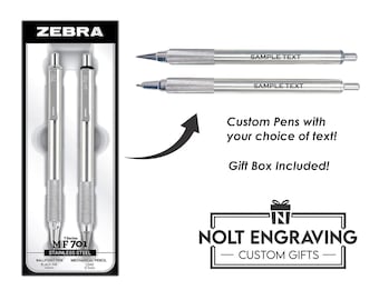 Personalized Zebra 701 Stainless Steel Mechanical Pencil and Ballpoint Pen Gift Set