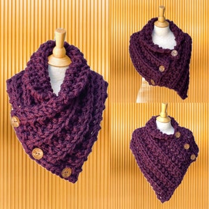 Chunky scarf, winter warm cape with buttons, hand knitted shoulder wrap, neck warmer, button cowl, Outlander gift, gift for mother
