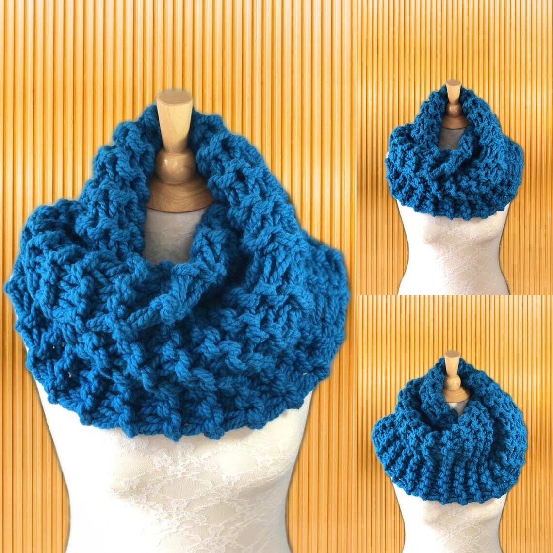 Outlander Inspired Mobius Cowl, Chunky Scarf in Bright Teal, Hand ...