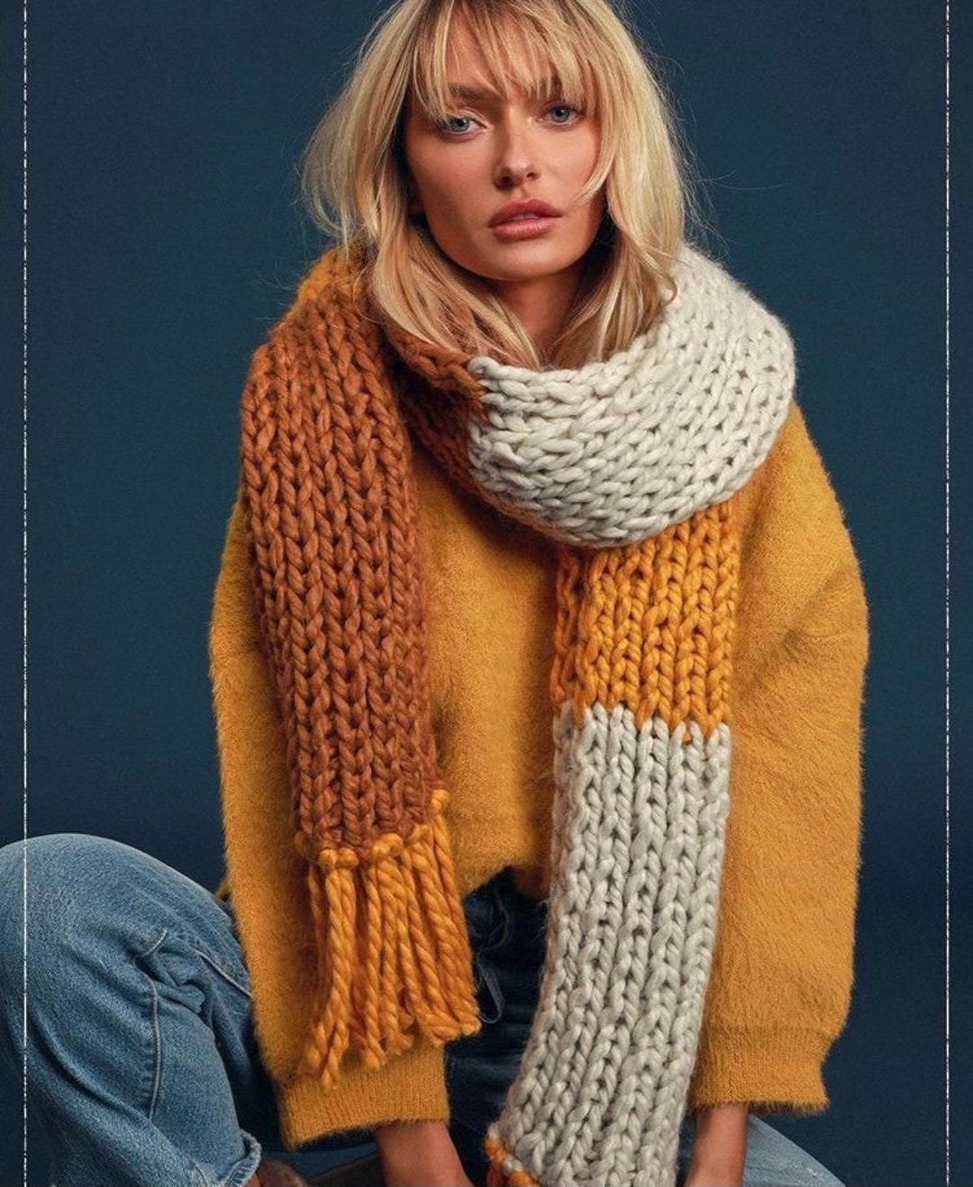 Oversized Scarf, Color Block Scarf, SHHIPSTODAY, Luxurious Extra