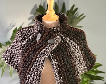 Capa, bufanda y hombrera inspiradas en Outlander, en el color original gris, negro y marrón, calentador de cuello con botones de madera, regalo para fans de Outlander.