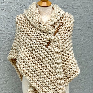 Outlander Claire&#39;s shawl, hand knitted shoulder wrap, cross-body scarf, chunky neck warmer, Outlander gift, gift for mother