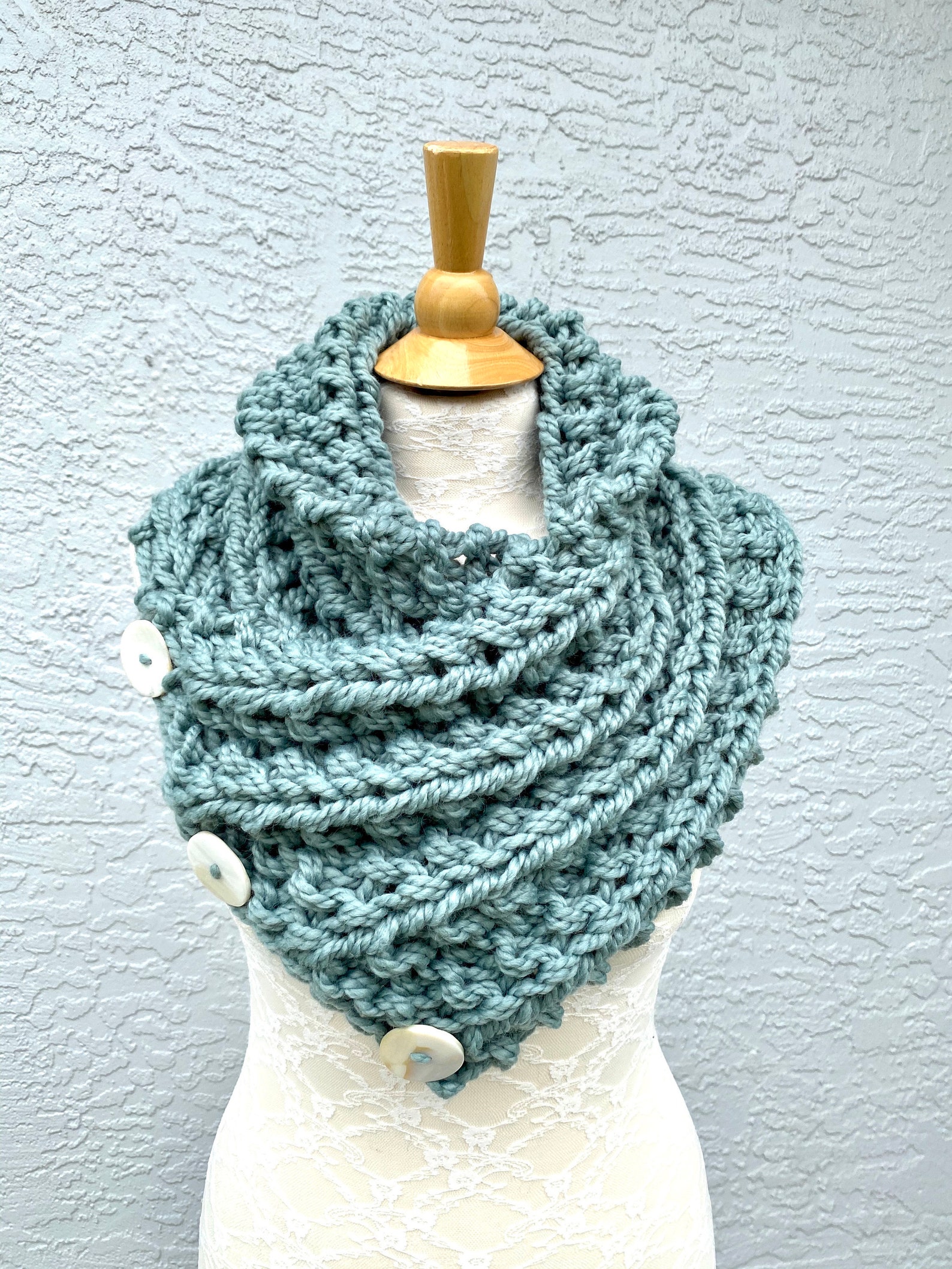 Elegant Winter Cozy Knitted Button Cape Scarf