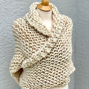 SHIPS TODAY Claire&#39;s shawl, hand knitted shoulder wrap sizes S-M-L, cross-body scarf, chunky neck warmer, Outlander gift, gift for mother