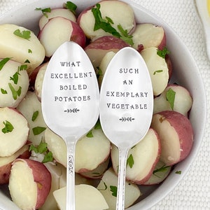 Jane Austen serving spoons, What Excellent Boiled Potatoes, Janeite gift, bookish gift,
