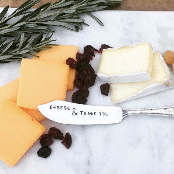 Cheese and Thank You Hand Stamped Vintage Spreader Cheese Etsy