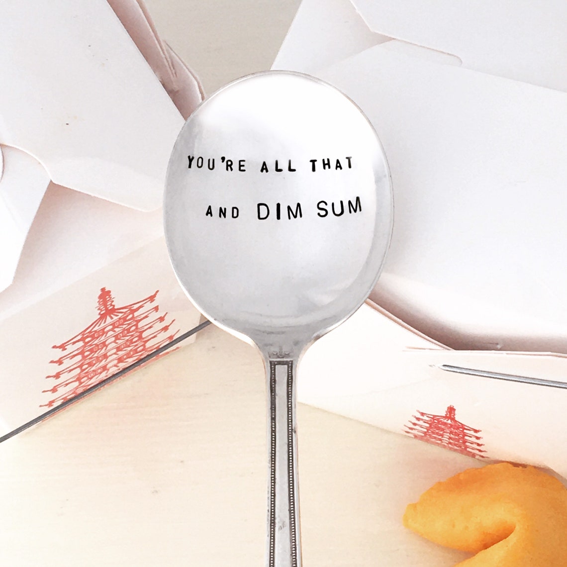 Dim Sum Spoon Hand Stamped Vintage Silverware You're - Etsy