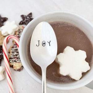 JOY  - Hand Stamped Vintage Teaspoon, stocking stuffer, gift under 20