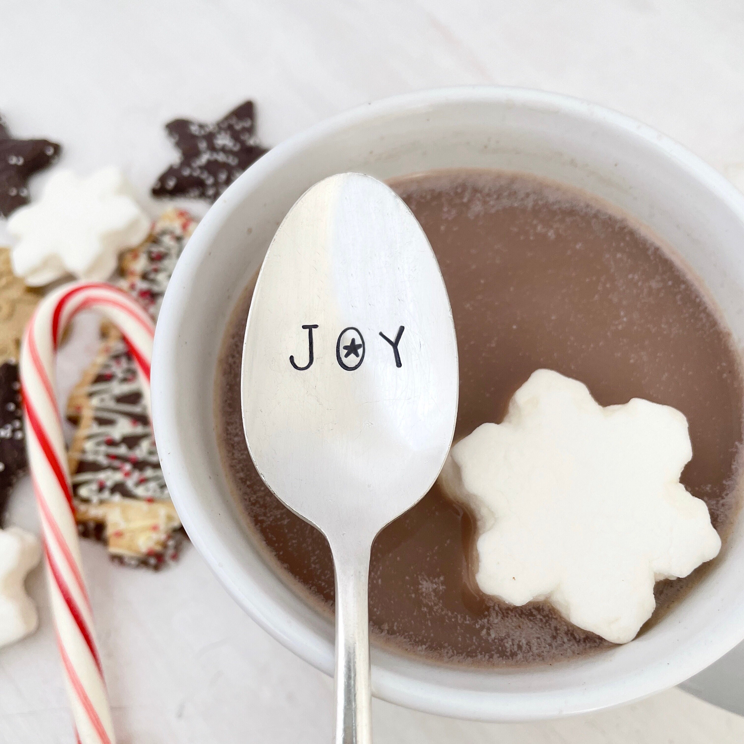 JOY - Hand Stamped Vintage Teaspoon, Stocking Stuffer, Gift Under