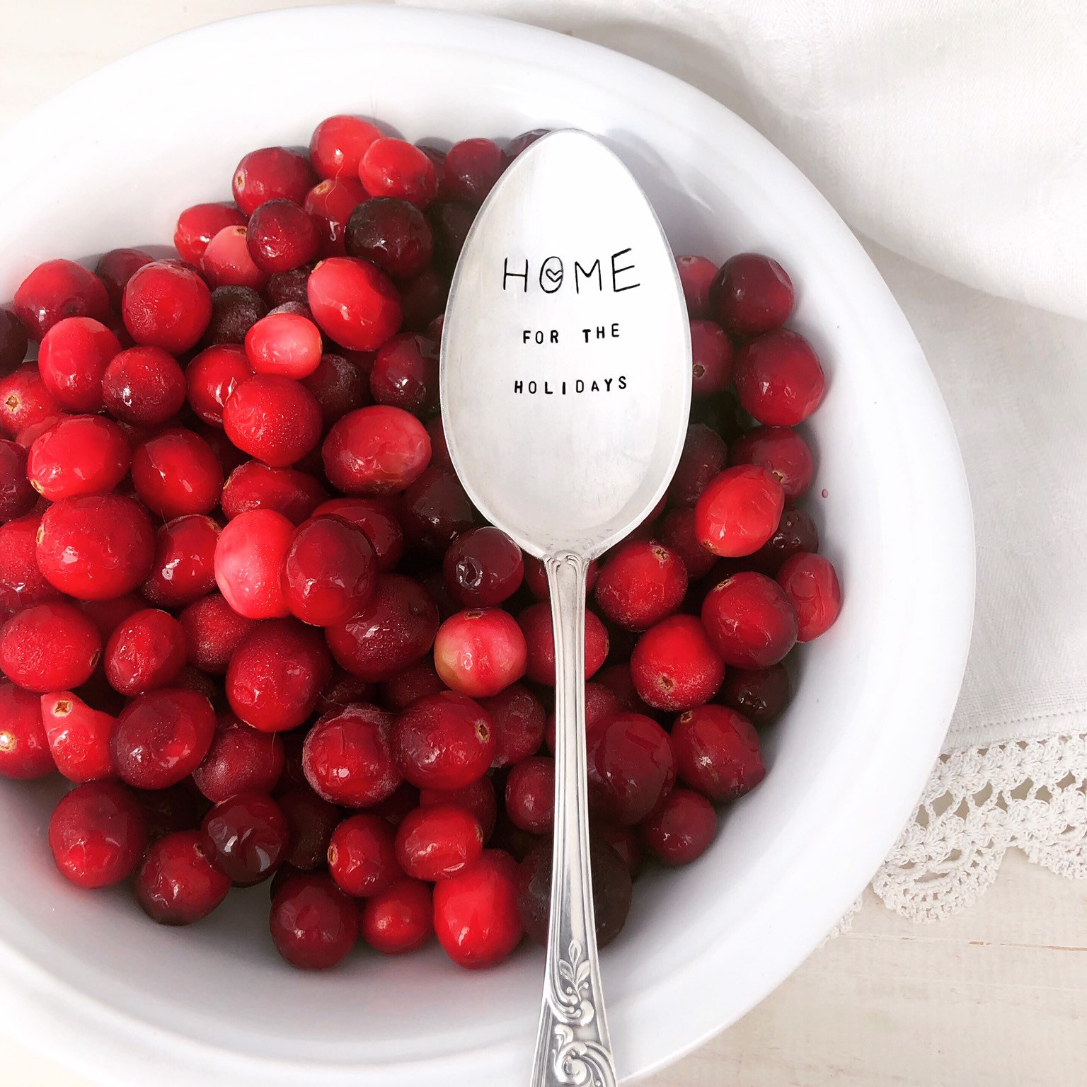 Hand Stamped Serving Spoon Home for the Holidays Christmas Etsy