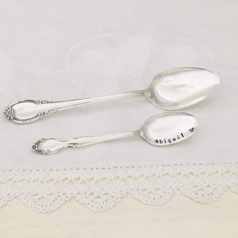 Antique Silver Baby Spoon Personalized Baby Gift Newborn Etsy