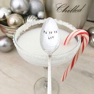 Christmas cocktail spoons, holiday bar tools, bar cart, stir sticks, swizzle sticks, stir spoons,holiday party, happy hour