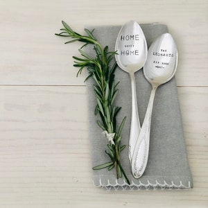 Hand Stamped Vintage Serving Spoon - Personalized with Family Name, hostess gift, housewarming, vintage silverware image 3