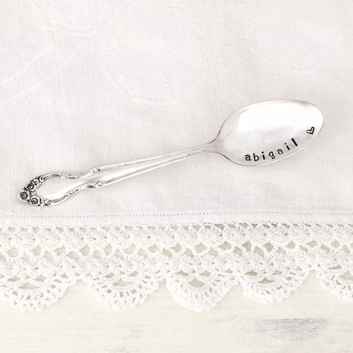 Antique Silver Baby Spoon Personalized Baby Gift Newborn Etsy