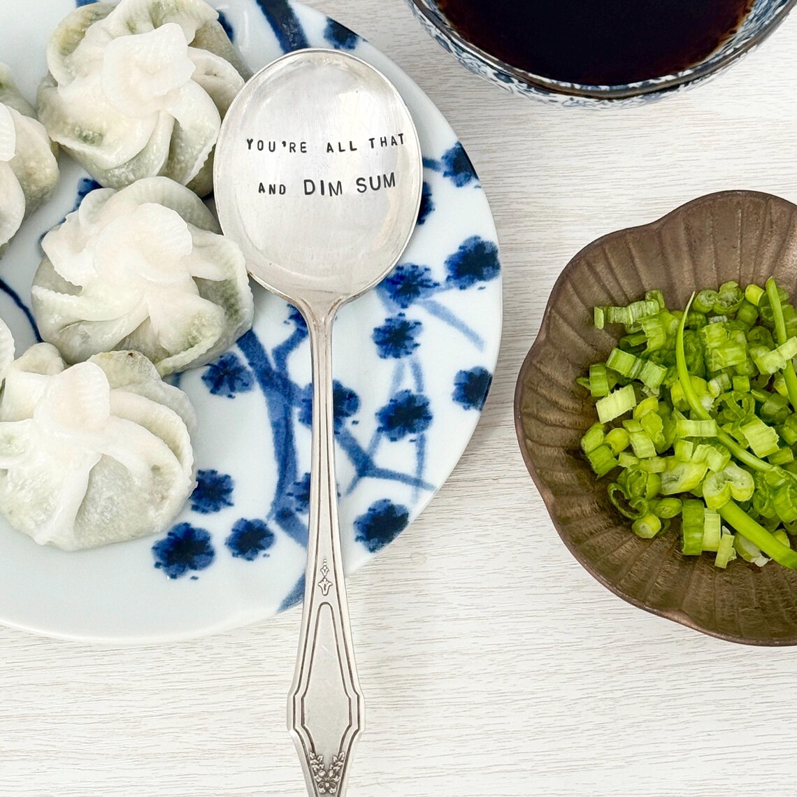 Dim Sum Spoon - Hand Stamped Vintage Silverware - You're All That and ...