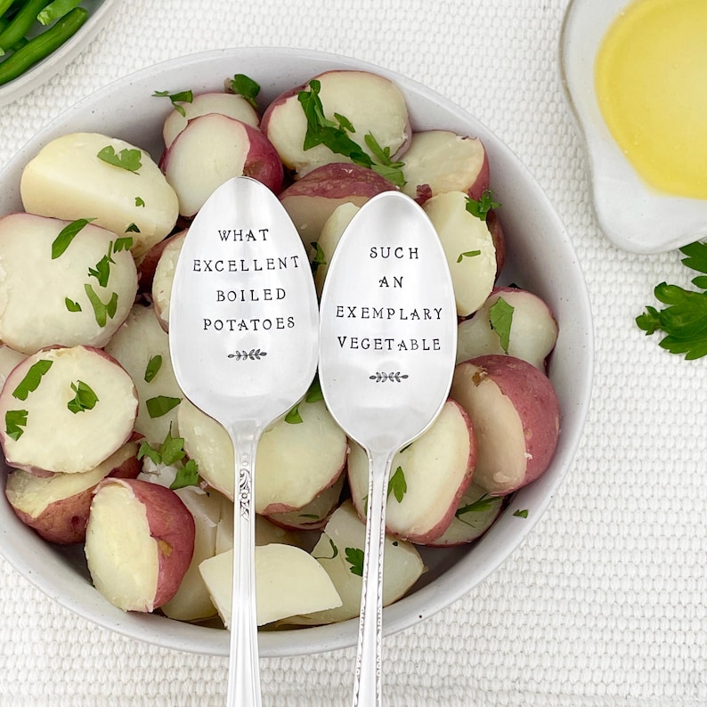 Jane Austen serving spoons, What Excellent Boiled Potatoes, Janeite gift, bookish gift, image 1