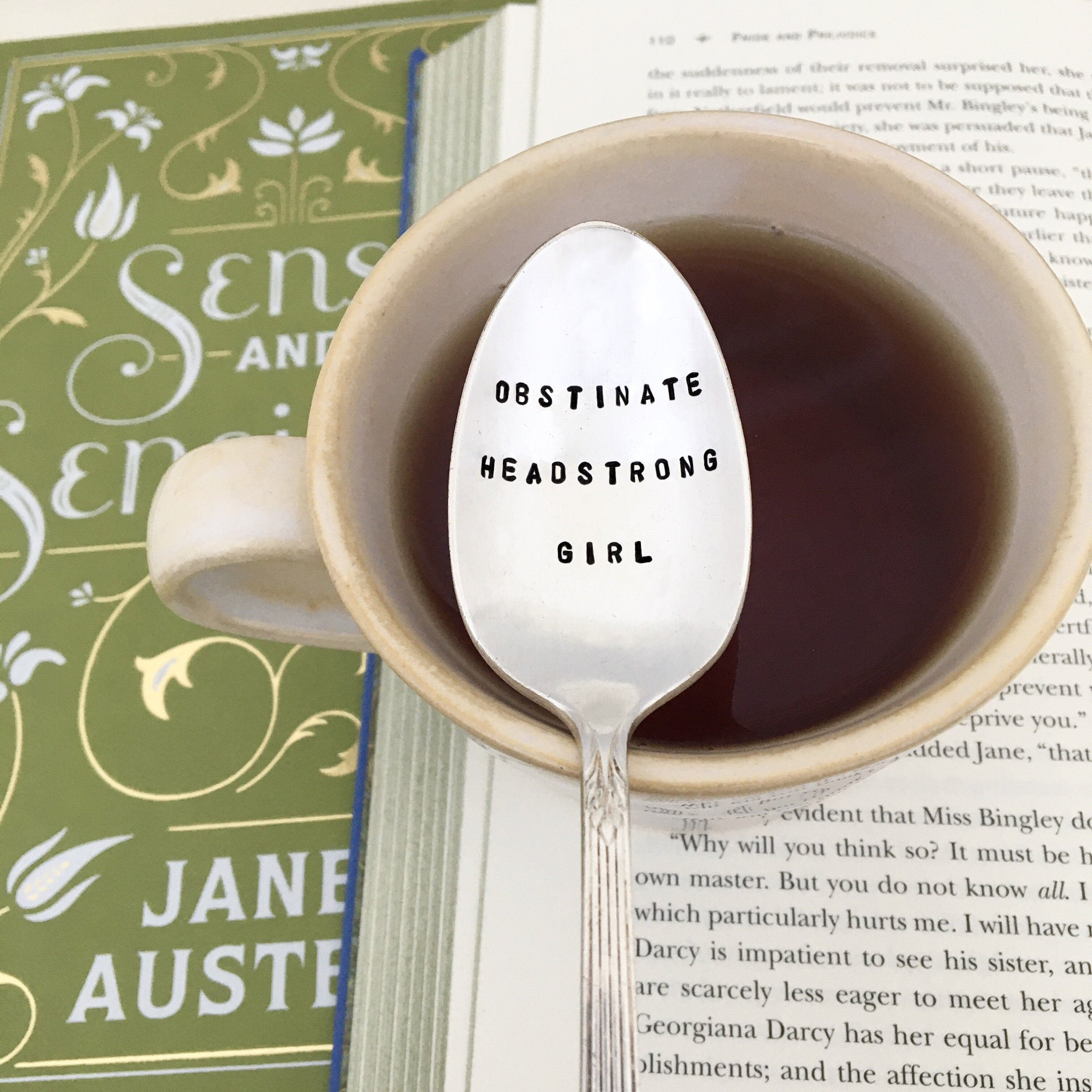 Obstinate Headstrong Girl, Jane Austen Teaspoon, Vintage Teaspoon