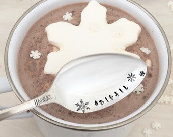 Personalized cocoa spoons - hot chocolate bar, family gift, stocking stuffer