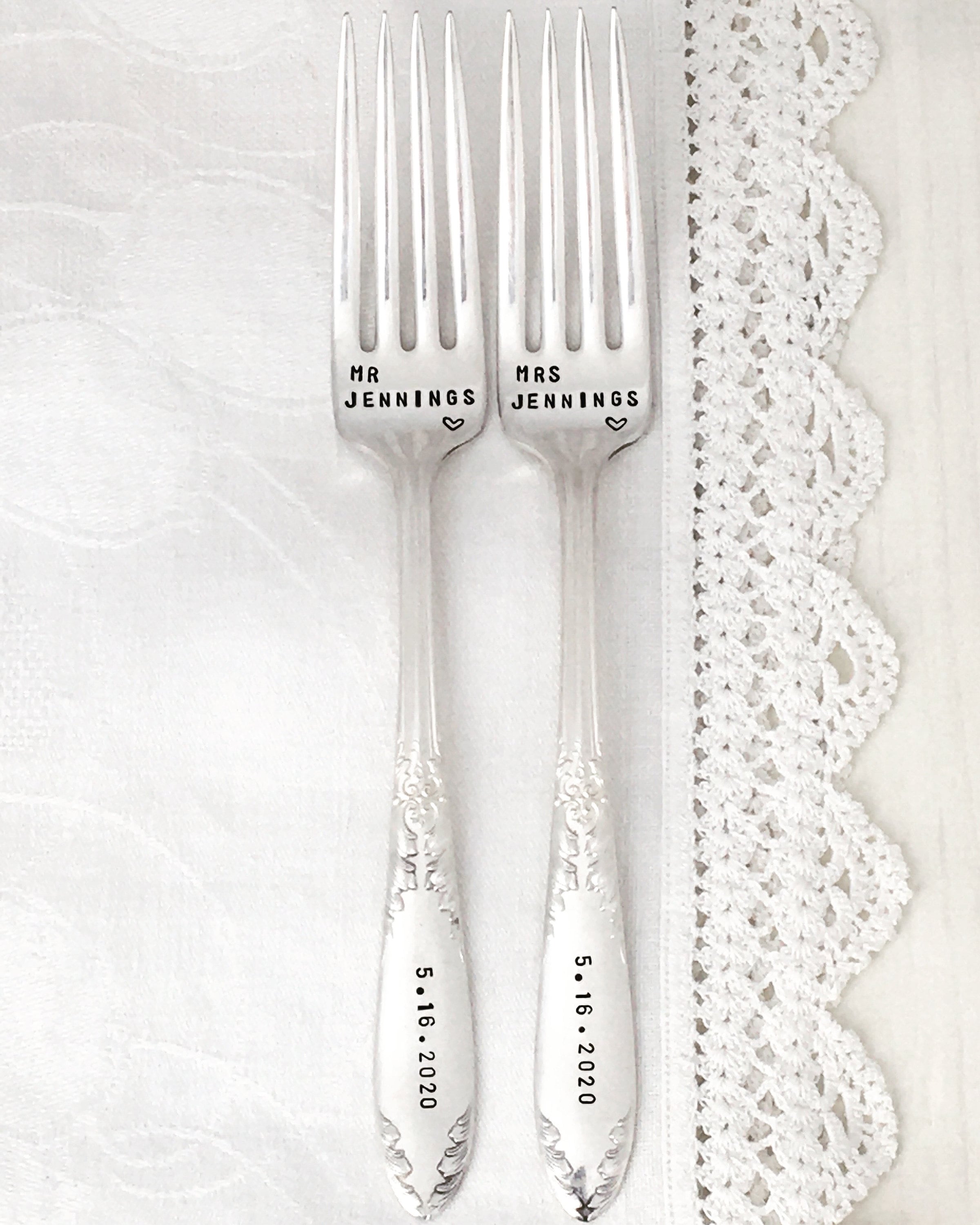Vintage Wedding Forks Personalized With Names and Wedding Etsy