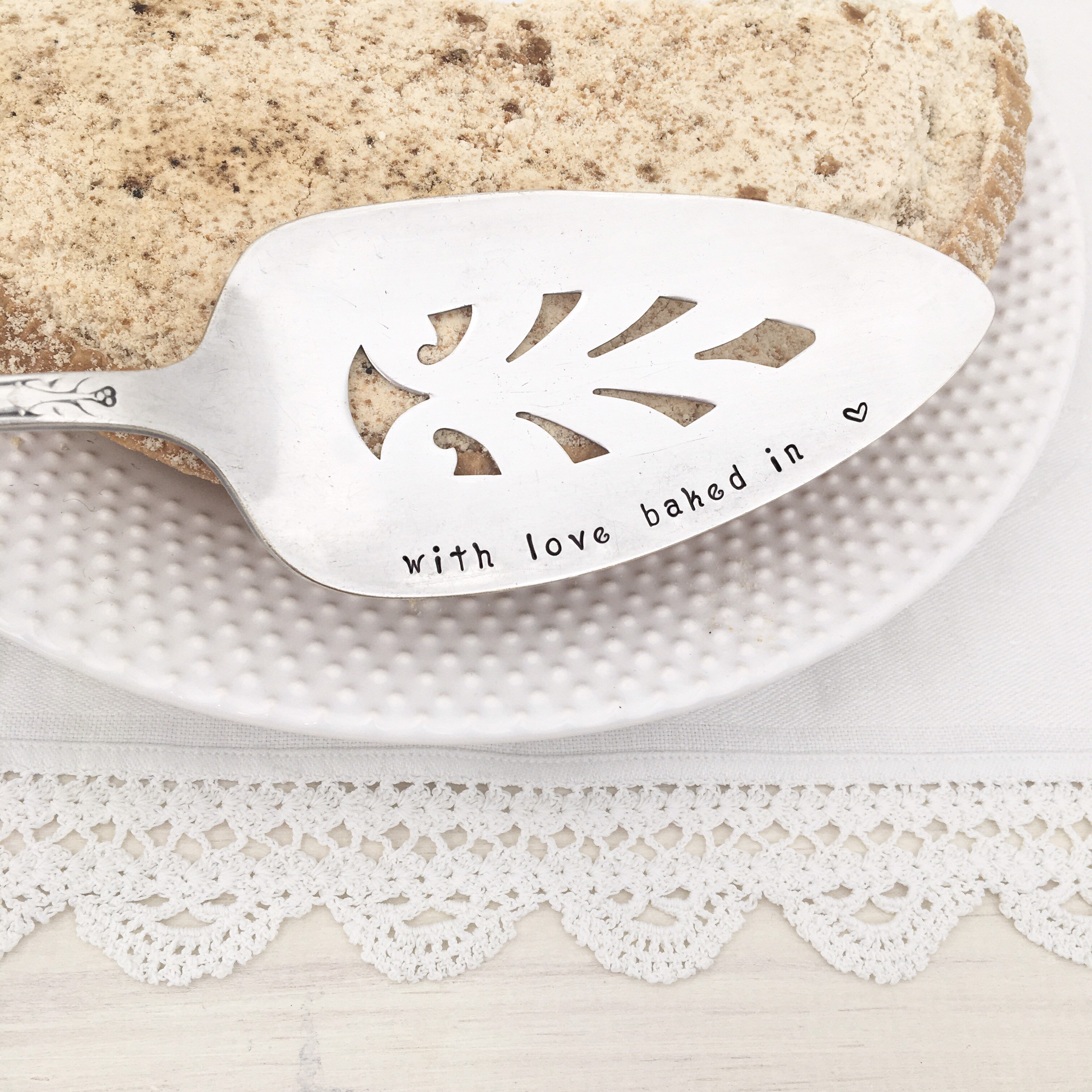 With Love Baked in Hand Stamped Cake / Pie Server Gift