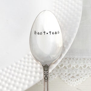 hand stamped silver spoon - best-teas     best friend gift, bff, besties, vintage silver tea spoon