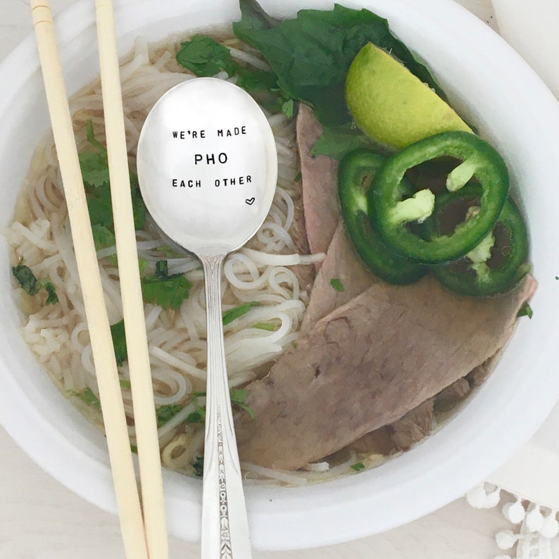 Hand Stamped Pho Spoon we're Made Pho Each Other Pho Etsy