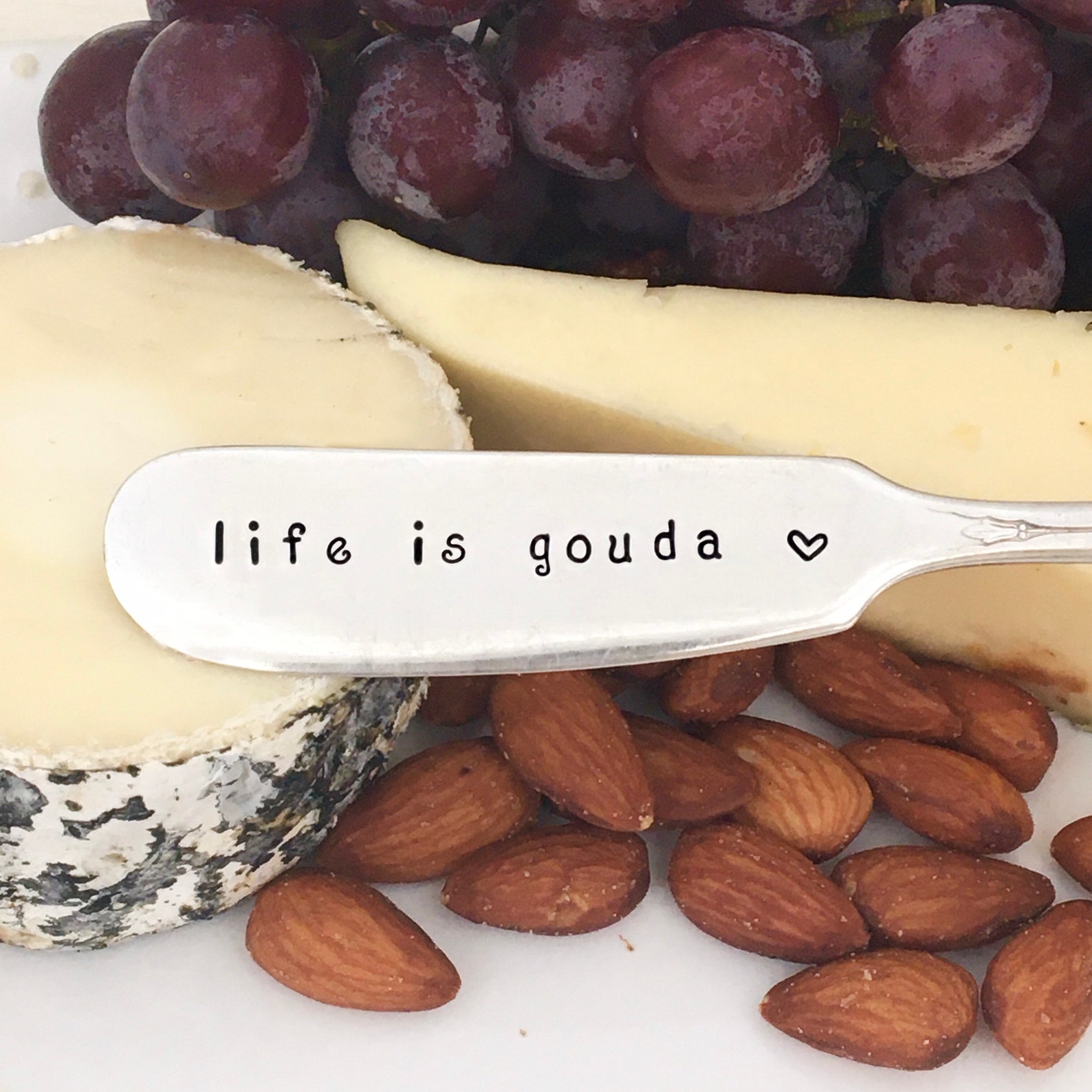 "Life is Gouda" Witty Silver Cheese Spreader