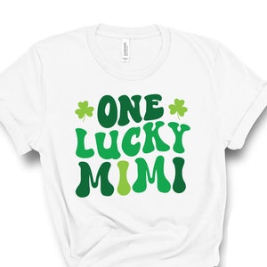 One Lucky Mimi St Patricks Day Shirt Cute Retro Vintage Irish Shamrock Green White T-shirt Saint Paddy&#39;s Tee Gift for Grandma Grandmother
