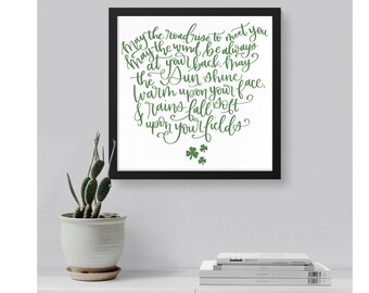 May the Road Rise to Meet You Irish Blessing Framed Print Celtic Gaelic New Home Decor St Patricks Day Wall Hanging Sign Housewarming Gift