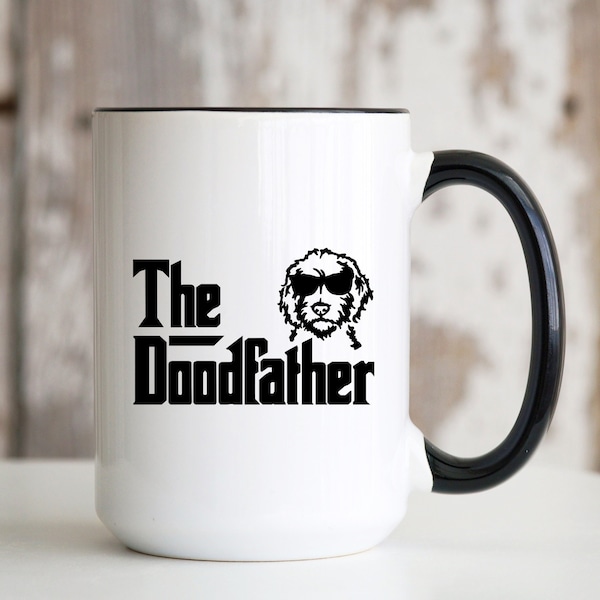 Doodfather 45 cl stor kaffemugg Doodle Dad Cup Labradoodle Golden Goldendoodle Aussiedoodle hundälskare ägare födelsedag julklapp