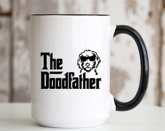 The Doodfather 15 oz Large Coffee Mug Doodle Dad Cup Labradoodle Golden Goldendoodle Aussiedoodle Dog Lover Owner Birthday Christmas Gift