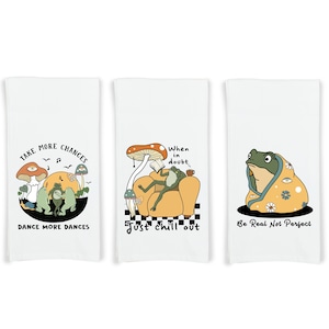 Inspirational Frogs Set of 3 Flour Sack Kitchen Tea Hand Towels Frog Lover Home Decor for Women Men